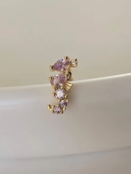 Deniz Atı Model Kıkırdak Piercing Tragus Helix Gold Renk Küpe