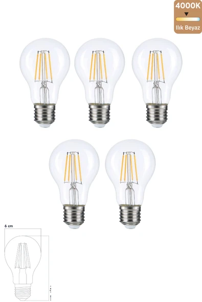HEKA E27 6W 4000k Filament LED Ampul 5'li ERD-283
