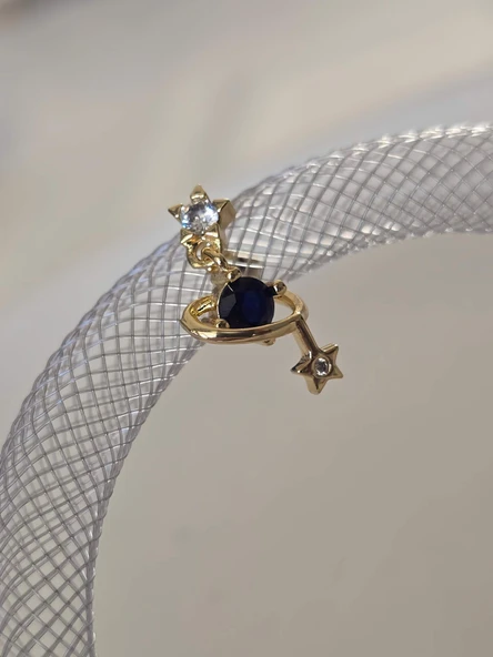 Galaksi Gezegen Satürn Yıldız Model Kıkırdak Piercing Tragus Helix Gold Renk Küpe - 2