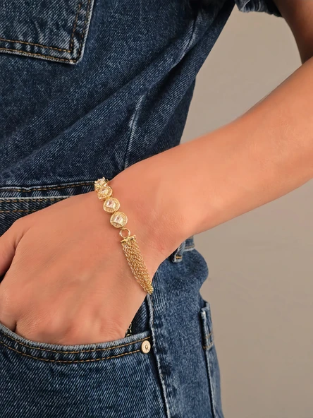 Elmas Model Zincir detaylı Çelik Bileklik - Resim 2