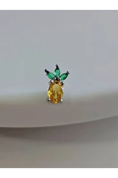 Ananas Model Kıkırdak Piercing Tragus Helix Silver Gümüş Renk Küpe