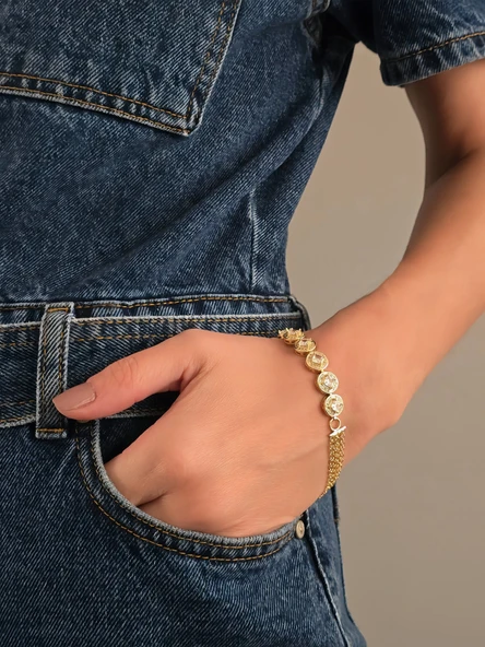 Elmas Model Zincir detaylı Çelik Bileklik ürün görseli