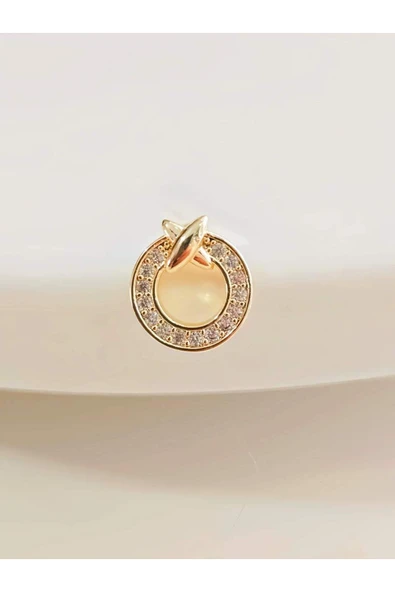 Halka X Artı  Model Kıkırdak Piercing Tragus Helix  Altın Kaplama Gold Renk Küpe