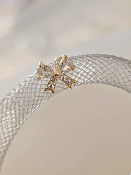 Fiyonk Kurdela Model Kıkırdak Piercing Tragus Helix Gold Renk Küpe - 2