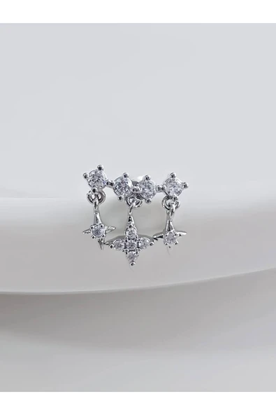 Yıldız Sallantılı Model Kıkırdak Piercing Tragus Helix Silver Gümüş Renk Küpe