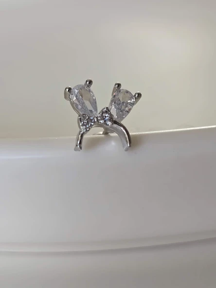 Fiyonk Kulak Model Kıkırdak Piercing Tragus Helix Silver Gümüş Renk Küpe - 1