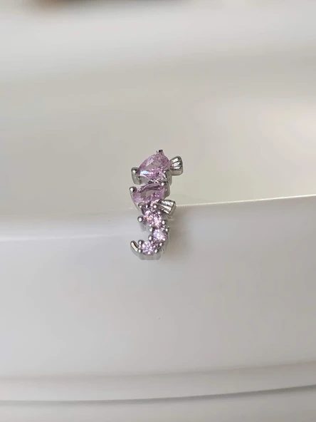 Deniz Atı Model Kıkırdak Piercing Tragus Helix Silver Gümüş Renk Küpe