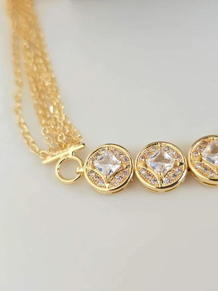 Elmas Model Zincir detaylı Çelik Bileklik - Resim 3