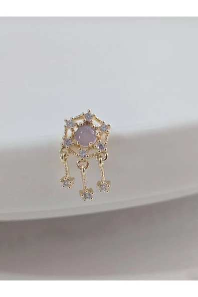 Rüya Kapanı Yıldız Model Kıkırdak Piercing Tragus Helix  Altın Kaplama Gold Renk Küpe