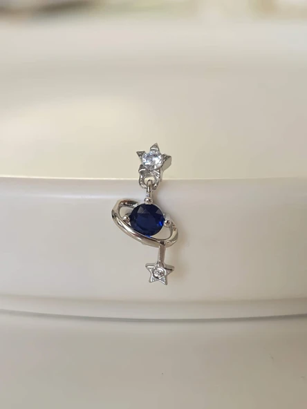 Galaksi Gezegen Satürn Yıldız Model Kıkırdak Piercing Tragus Helix Silver Gümüş Renk Küpe