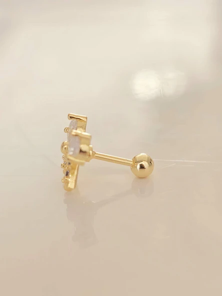 Fiyonk Kurdela Model Kıkırdak Piercing Tragus Helix Gold Renk Küpe - 3
