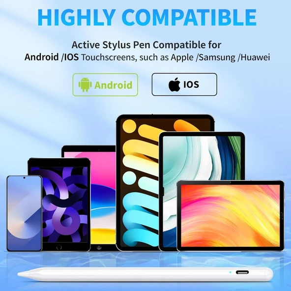 Mıknatıslı Stylus Kapasitif Dokunmatik Kalem Tüm Cihazlar Telefon ile Uyumlu Çizim Tasarım Tablet Kalemi - 7