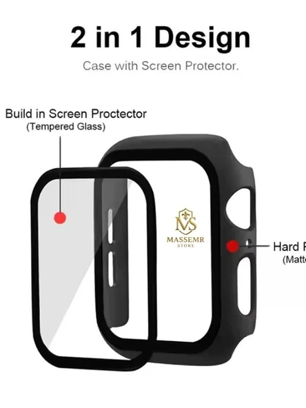 40mm Apple Watch Uyumlu Temperli Camlı Kasa  Kılıf ve Ekran Koruyucu Tek Parça - 5