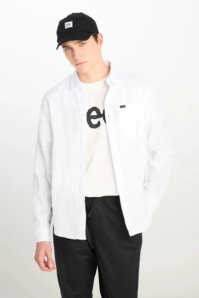 Lee Relaxed Fit Geniş Kesim %100 Pamuk Beyaz Gömlek