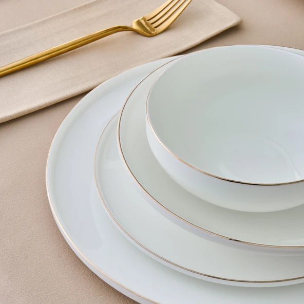 Karaca Fine Bone Meridian 55 Parça 12 Kişilik Yemek Takımı Gold - 8