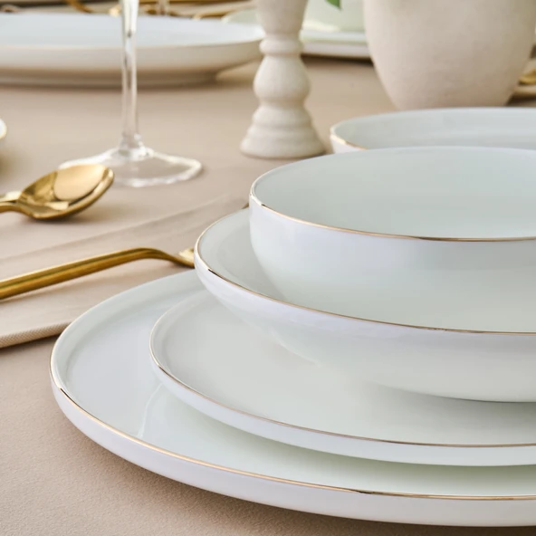 Karaca Fine Bone Meridian 55 Parça 12 Kişilik Yemek Takımı Gold - 7
