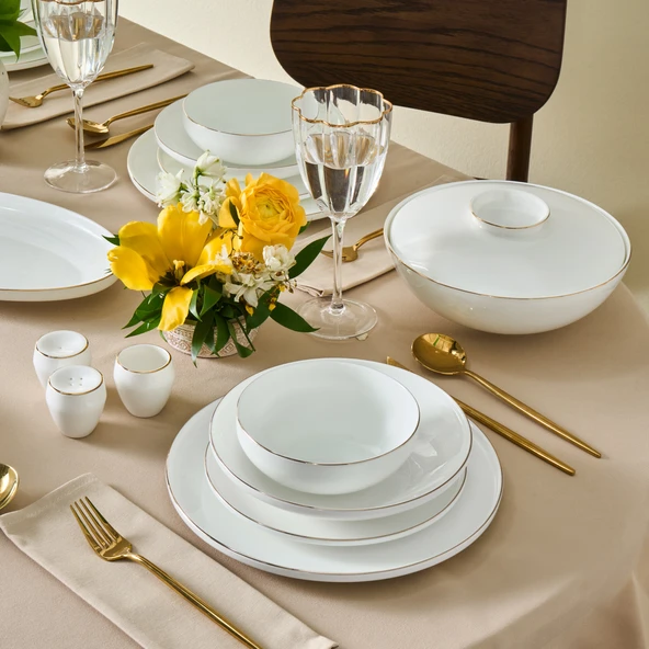 Karaca Fine Bone Meridian 55 Parça 12 Kişilik Yemek Takımı Gold - 6