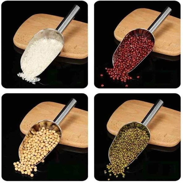 Bakliyat Küreği Paslanmaz Şaşula 550 gr Kuruyemiş Küreği İnox No:3 26 cm - 4