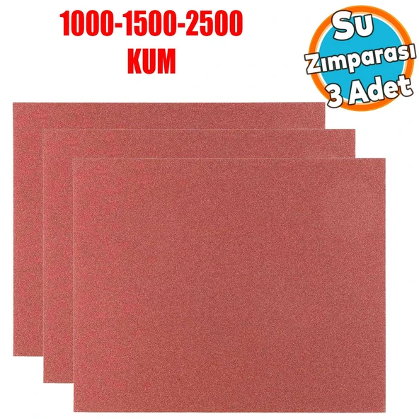 Araç Otomotiv Far Temizleme Parlatma İnce Kalın Su Zımpara Seti Kağıt 1000-1500-2500 Kum (3 Adet)