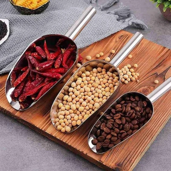 Bakliyat Küreği Paslanmaz Şaşula 550 gr Kuruyemiş Küreği İnox No:3 26 cm - 2
