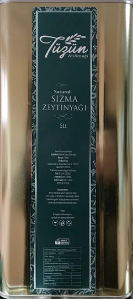 5 Lt  Teneke Tüzün Natural Sızma Zeytinyağı