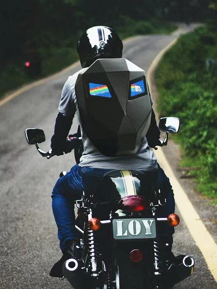 Prıme Karbon, Led Gözlü Motorcu Sırt Çantası Ledli Sırt Çantası, Telefon Kontrol Kask Taşıma Çantası - 3