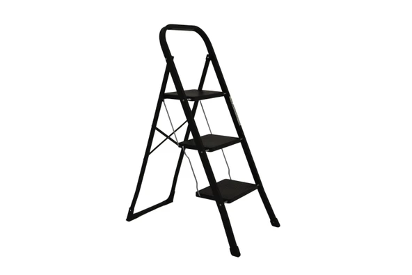 3 Basamaklı Metal Merdiven Hardy Siyah (1.30 Metre) - Resim 2