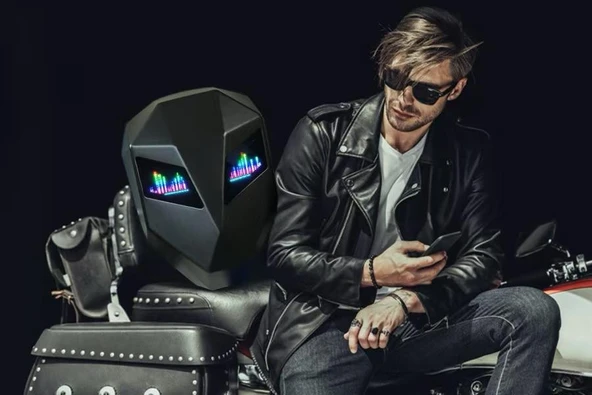 Prıme Karbon, Led Gözlü Motorcu Sırt Çantası Ledli Sırt Çantası, Telefon Kontrol Kask Taşıma Çantası