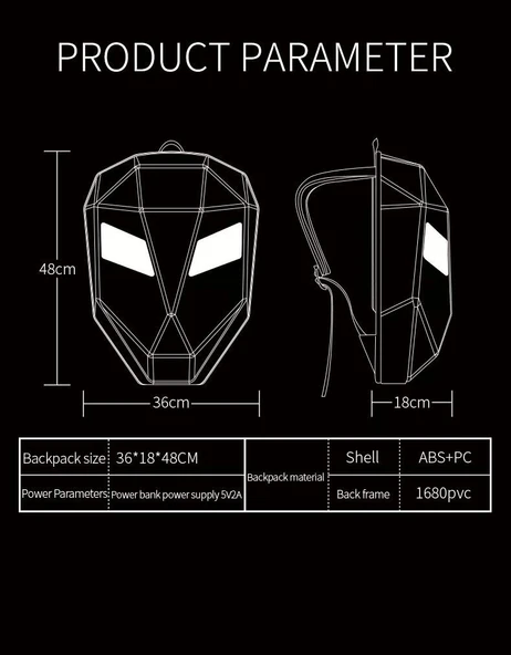 Prıme Karbon, Led Gözlü Motorcu Sırt Çantası Ledli Sırt Çantası, Telefon Kontrol Kask Taşıma Çantası - 8