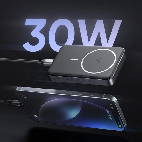 Mcdodo MC-7811 10000Mah 30W Qi2 Kablosuz Powerbank Siyah - 3