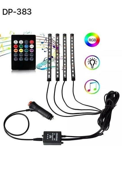 ARAÇ İÇİ AYAK ALTI SES DUYARLI ŞERİT LED 4LÜ SET