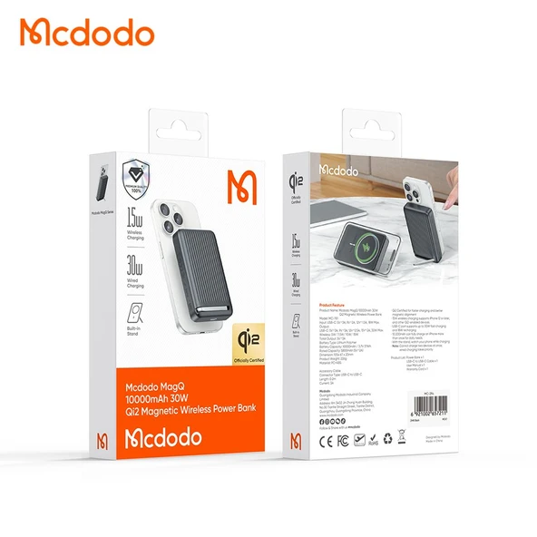 Mcdodo MC-7811 10000Mah 30W Qi2 Kablosuz Powerbank Siyah - 4