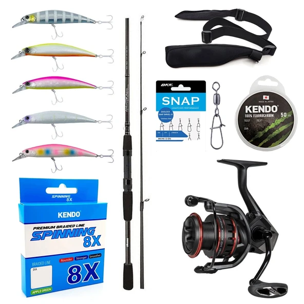 YekOutdoor Okuma Profesyonel Spin Seti Okuma Wave Power 8'0 2.44 cm 15-40 gr 2 Parça Spin Kamışı&Okuma Ceymar HD CHD-2500A Matt Black 7+1BB Olta Makinesi