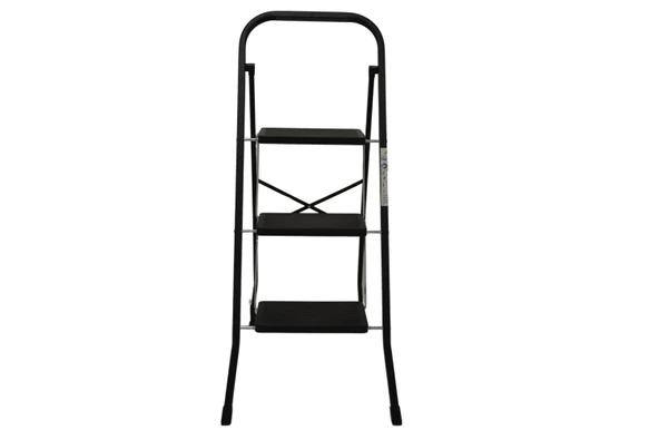 3 Basamaklı Metal Merdiven Hardy Siyah (1.30 Metre)