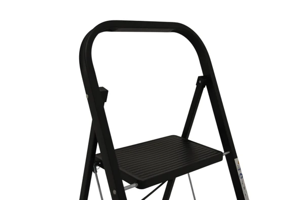 3 Basamaklı Metal Merdiven Hardy Siyah (1.30 Metre) - Resim 3