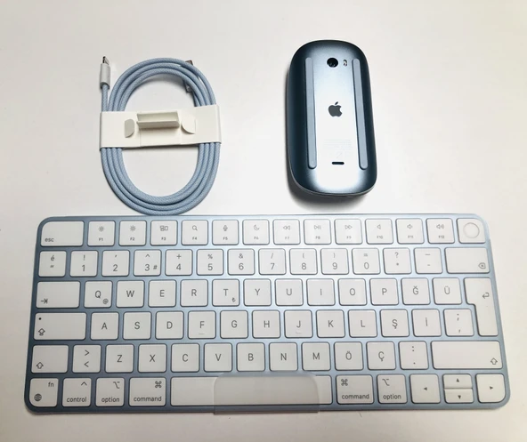 Apple Touch ID Özellikli Klavye+Magic 2 Şarjlı Mouse Seti-Mavi
