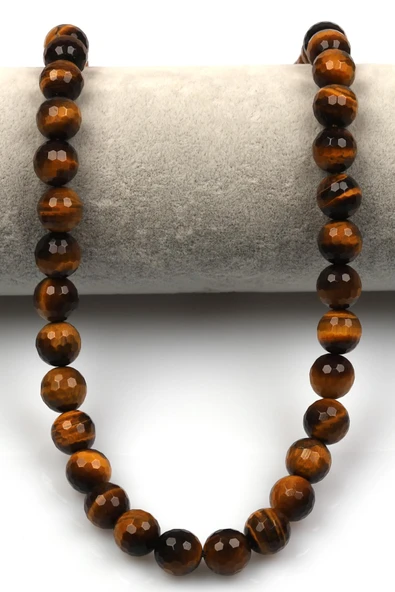 Kaplan Gözü (A Kalite) Doğaltaş Dizi 10 mm Fasetli Küre Kesim - Resim 2