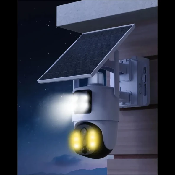4 Mp 3 Lensli Güneş Enerjili 4G Simkart Uyumlu Sesli Renkli Gece Görüşlü Solar Kamera - 2