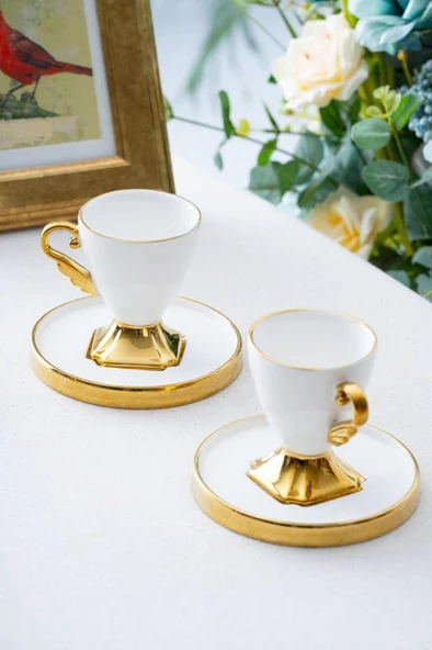 Acar Cruz Duo Gold 2 Kişilik Kahve Fincan Takımı SCT-06167