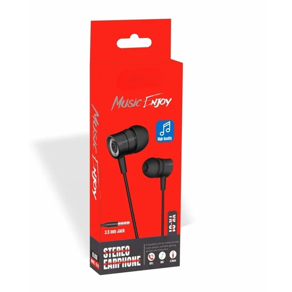 PDAteknoloji Yetty Stereo Kablolu Kulaklık 1.2m Siyah YK-01S - 2