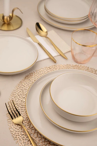 Kütahya Porselen Moderna Yemek Takımı Altın File 24 parça 6 Kişilik MOD24Y2A45R520 - 3