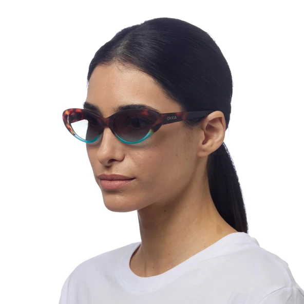 Okkia Lina Small Cat Güneş Gözlüğü Havana Mavisi - Resim 3