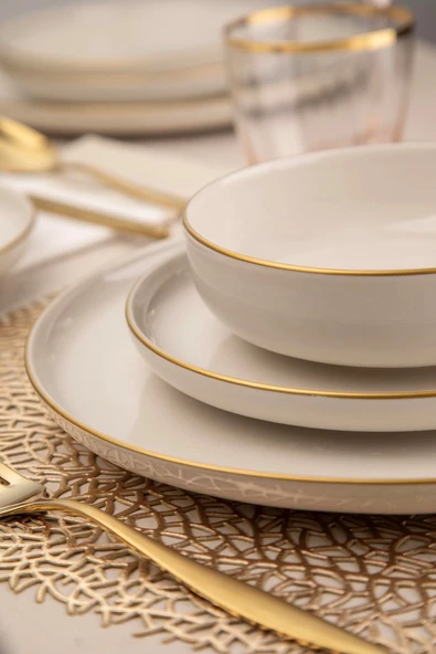 Kütahya Porselen Moderna Yemek Takımı Altın File 24 parça 6 Kişilik MOD24Y2A45R520