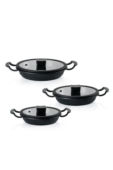 Schafer Hektor 3 lü Döküm Sahan Seti 6 Parça-Siyah ürün görseli 1