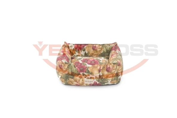 Pet Comfort Alpha  Gül Desenli Kedi ve Köpek Yatağı S 60x50cm