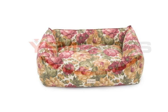 Pet Comfort Alpha  Gül Desenli Köpek Yatağı L 105x85cm