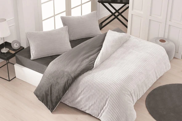 Merinos Eternity Fitilli Nevresim Takımı 4 Parça 200x220 cm Açık Gri