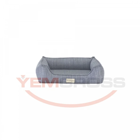 Pet Comfort Delta  Mavi Kareli Kedi ve Köpek Yatağı S 75x60cm