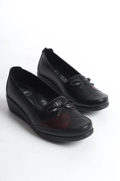 Kadın Önü Kurdele Detaylı Hafif Topuklu Rahat Taban Comfort Ayakkabı - Resim 4