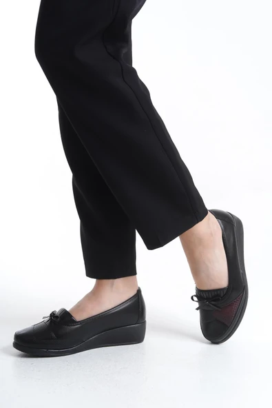 Kadın Önü Kurdele Detaylı Hafif Topuklu Rahat Taban Comfort Ayakkabı - Resim 2